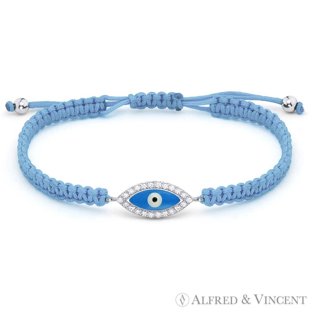Evil Eye Macrame Bracelet in .925 Sterling Silver